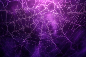 Intricate Spider Webs Close-Up Illustration on Dark Purple Background Ethereal Halloween Design