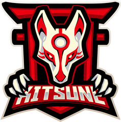 Kitsune head esport mascot © Visink.art