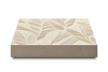 Platform of Engraved Wooden Block with Delicate Botanical Leaf Patterns for Artistic Decoration
