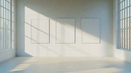 Obraz premium a room with three frames on the wall