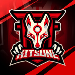 Kitsune head esport mascot logo design