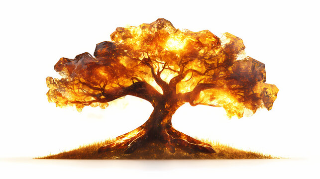 Beautiful amber fossilized tree resin isolated on white background. generated ai illustration. mineralogy gems gemstones concept. Sunglow. Illustration