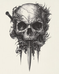 Obraz premium Skull and Dagger Chest surrealist illustration