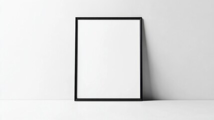 a blank picture frame leaning against a wall