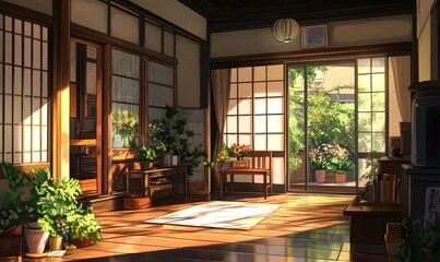 mordern house interior Image clean simple background,generation AI