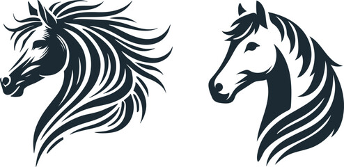 Set Of Horse Head Silhouette Vector On White Background eps 10