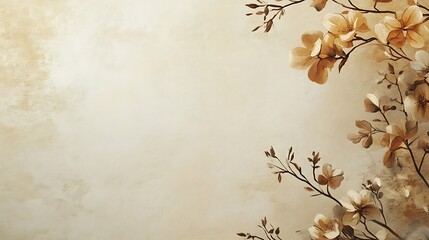 Beige Floral Branches on Textured Background