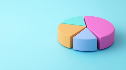 a colorful pie chart on a blue surface