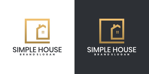 Simple house logo with creative modern line concept