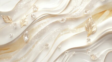 Elegant gold, diamond, cream swirls, sparkle background, luxury design