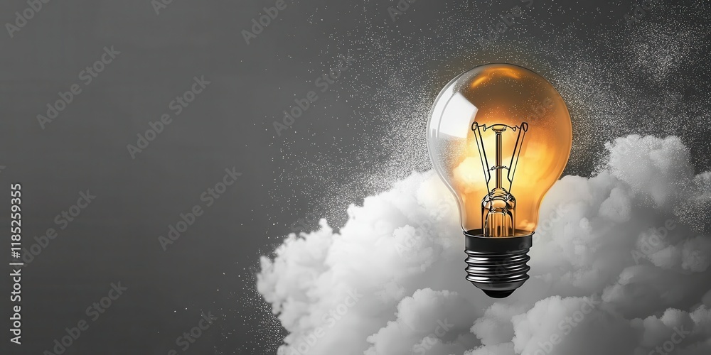Wall mural light bulb for concept new idea concept with innovation and inspiration banner with copy space