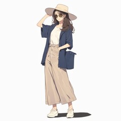 Elegant Beauty in Summer Suit Generative AI