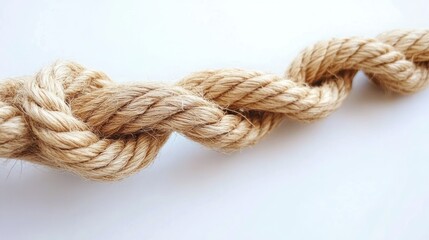 Fototapeta premium Twisted Natural Fiber Rope on White Background Highlighting Texture and Organic Forms