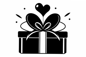  valentine gift box silhouette vector illustration