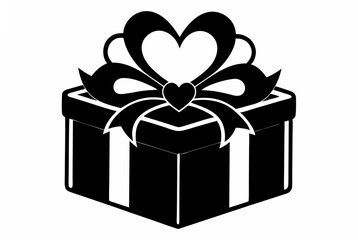  valentine gift box silhouette vector illustration
