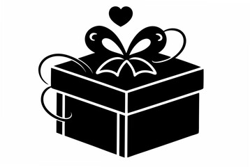  valentine gift box silhouette vector illustration