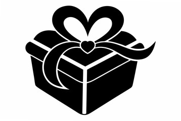  valentine gift box silhouette vector illustration