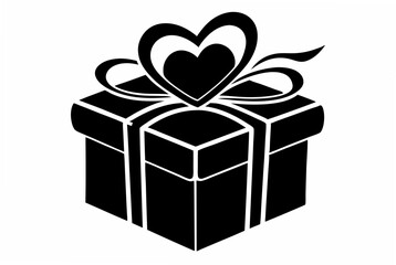  valentine gift box silhouette vector illustration