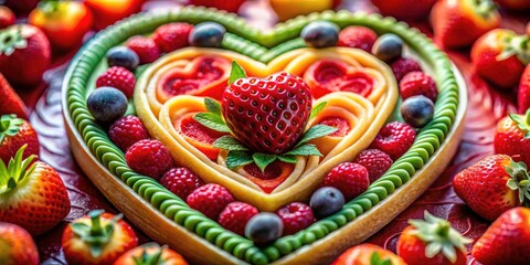 Close-up candid shots: minimalist heart-shaped food art, a symbol of love.