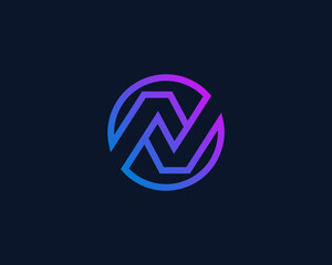 Abstract N letter technology logo