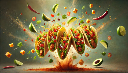 Exploding Taco Fiesta - A Vibrant Food Art Scene