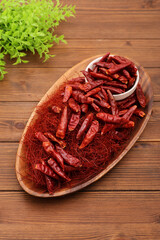 皿に盛った赤唐辛子