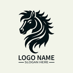 Beautiful Horse Hair Logo Design, Elegant Horse Mane Logo, Horse with Flowing Mane Logo, Equine Beauty Logo, Majestic Horse Logo