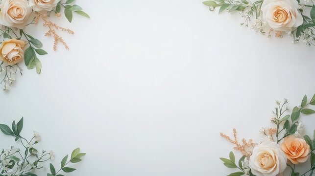 A white background with a flowery border