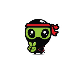 alien ninja chibi mascot character