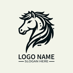Beautiful Horse Hair Logo Design, Elegant Horse Mane Logo, Horse with Flowing Mane Logo, Equine Beauty Logo, Majestic Horse Logo