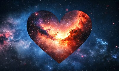 Cosmic heart-shaped nebula in space.