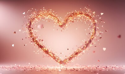 Glowing heart shape with sparkles and confetti.