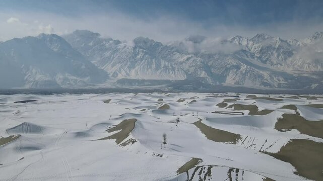 Aerial video of Katpana Cold Desert, Skardu, Gilgit Baltistan, Pakistan