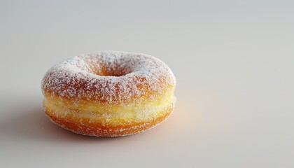 A single, glazed donut with a white background.