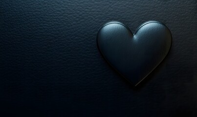 Dark, textured background with a single, matte black heart.