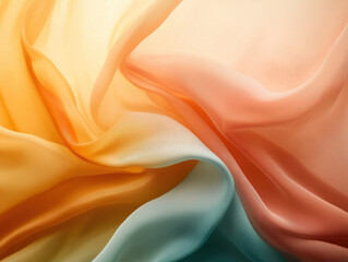 Obraz premium Luxurious Abstract Silk Fabric Background with Flowing Textures and Vibrant Colors: A Visual Delight Enhanced by Light and Shadow for Diverse Design Applications