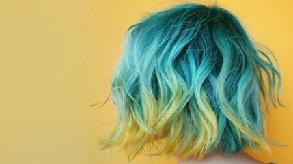 Naklejka premium Lush teal blending into a light pastel yellow, forming a vibrant yet subtle gradient for a simple and modern look