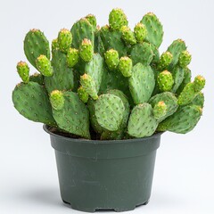 Stunning Prickly Pear Cactus in Pot: Vibrant Green Succulent Plant for Home Decor