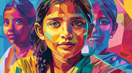 Fototapeta premium Vibrant Indian Holi Festival Art with Bold Colors and Joyful Expressions. Concept of cultural celebration, diversity, and festive spirit