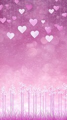 Soft Pink Glow with Dangling Heart Bokeh