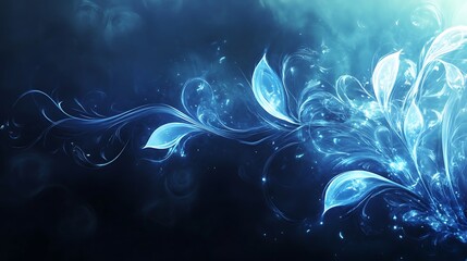 Obraz premium Abstract Blue Floral Design Glowing Lightscape