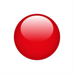 Red button. Glossy red button web design template. Vector illustration isolated on white background.
