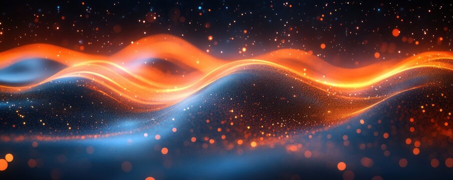 Futuristic Digital Landscape for Technology AI Neural Networks Data Transmission and Scientific Research