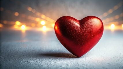 Fototapeta premium Stunning Macro Red Heart on White Background - Night Photography, Romantic Decor, Love Symbol, Close-up, High Contrast, Soft Focus, Artistic Shot