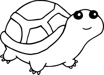 cute smiling turtle with paws in shell