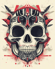 Tribal Skull surrealist illustration