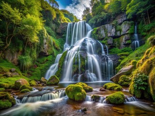 Obraz premium Santo Estevo Waterfall: Stunning Rivas de Sil Nature Photography