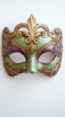 Elegant Mardi Gras Carnival Mask with Gold Accents, Ornate Design, and Refined Details. Concept of Festive Celebration, Masquerade Party