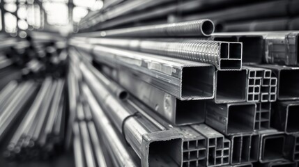 pile of construction steel and iron details for industry