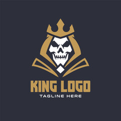 King Head Mascot Logo and Man with Crown